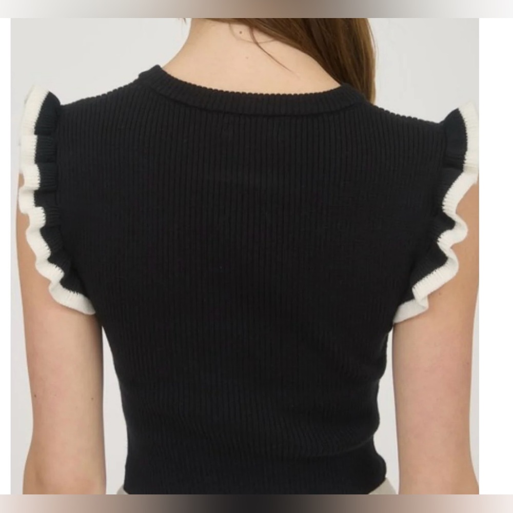 NWT - THE WORKSHOP Ribbed Knit Ruffle Sleeve Top - Size S - Picture 6 of 9